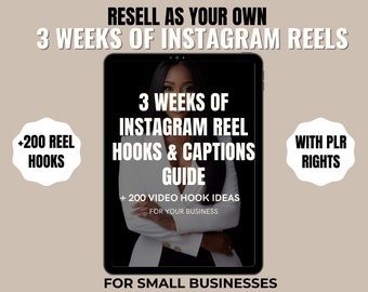 3 weeks of Instagram & tiktok reels hooks and content with 200 hook ideas, private label rights, plr,