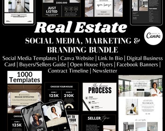 Real Estate Bundle | Real Estate Instagram Templates | Buyer, Seller Real Estate Guide | Realtor Bundle Marketing Kit | Branding Kit