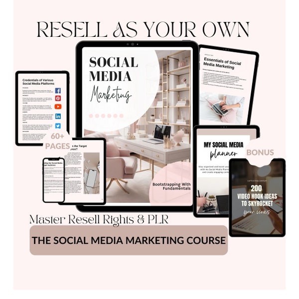 Master Resell Rights, Social Media Marketing Guide Course to resell, PLR Course Done for you, Editable Course Canva template, MRR,