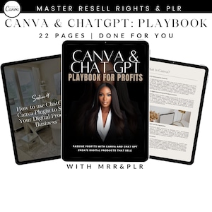 Canva & ChatGPT: Playbook For Profits with MRR/PLR Ebook, Plr Planner, Plr, DFY Ebook, Done for you ebook, Resell, Black girl, Black woman,