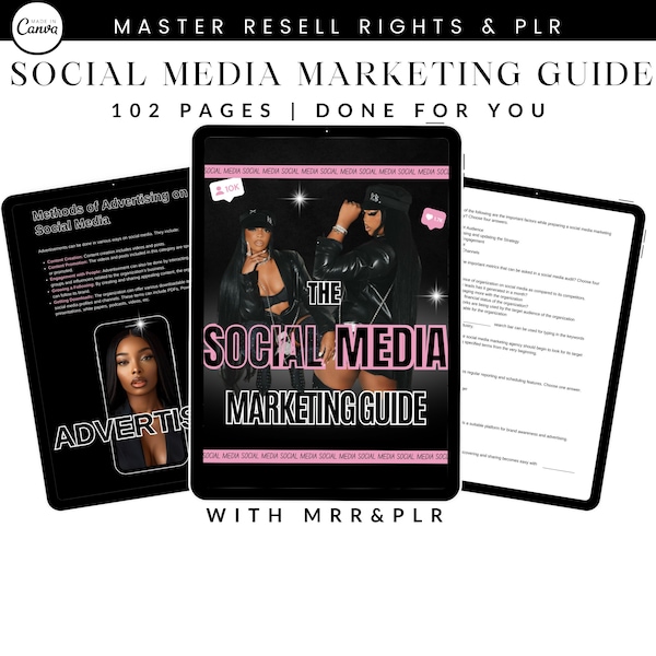 Le guide du marketing des médias sociaux avec ebook MRR/DPP, planificateur PLr, PLr, ebook DFY, ebook Done for you, revente, fille noire, femme noire,