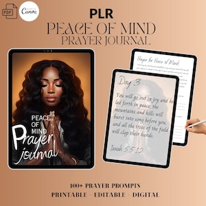PLR Digital Journal, peace of mind prayer journal, journal prompts, black girl bible journal, Prayer Journal, scripture, bible study,digital