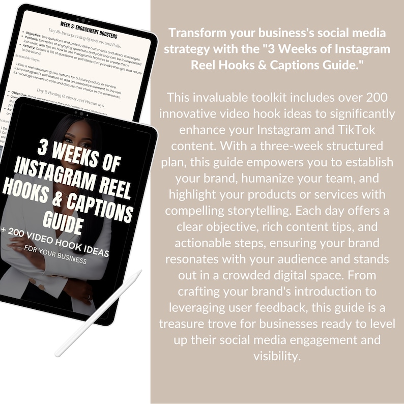 3 Weeks of Instagram & Tiktok Reels Hooks and Content With 200 Hook ...