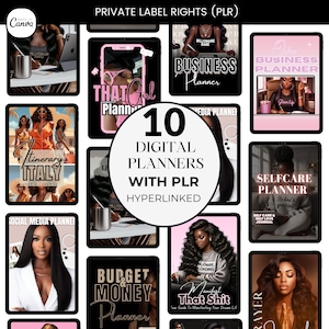 10 Digital Planners bundles with PLR, start your store Bundle, Plr Planner Bundle, Plr, DFY Ebook, Done for you ebook,  Resell, Black girl