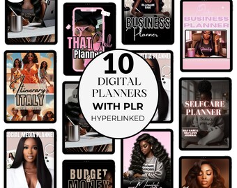 10 Digital Planners bundles with PLR, start your store Bundle, Plr Planner Bundle, Plr, DFY Ebook, Done for you ebook,  Resell, Black girl
