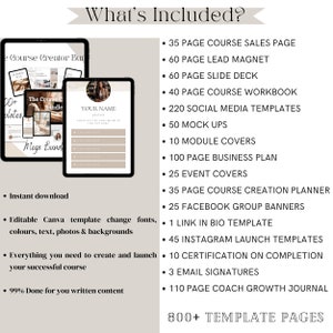 800+ Course Creator Template Bundle, Course Workbook, Course Creator Canva, Course Creator Bundle, Lead Magnet, Slide deck,Done For You, image 2