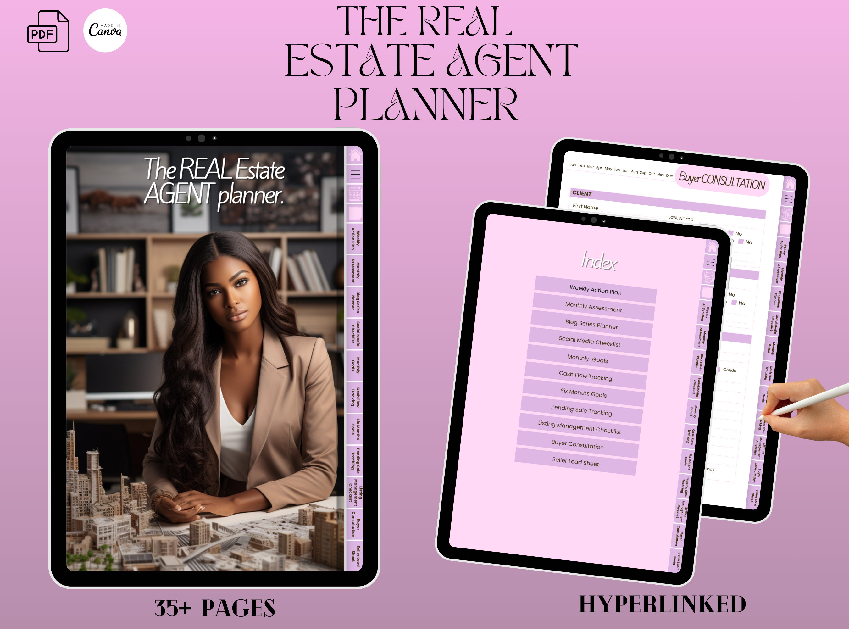 Real Estate Agent Digital Planner, Realtor Planner, Canva Real Estate