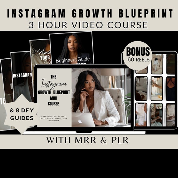 Instagram Growth Blueprint Course With MRR, 8 Done For You Guides, 60 Faceless Reels  Digital Marketing Course, Faceless Marketing, DFY,