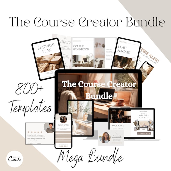 800+ Course Creator Template Bundle, Course Workbook, Course Creator Canva, Course Creator Bundle, Lead Magnet, Slide deck,Done For You,