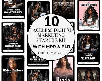 10 Faceless Digital Marketing Guides Bundle, PLR/MRR, Done For You Digital Product, faceless marketing Black Girl,  digital marketing