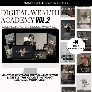 Digital Wealth Academy Course vol.2 MRR, With 14 MRR Products,  Digital Marketing Course, Woman Digital Marketing, Faceless Marketing, DFY,