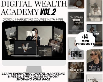 Digital Wealth Academy-kurs vol. 2 MRR, med 14 MRR-produkter, digital marknadsföringskurs, digital marknadsföring för kvinnor, ansiktslös marknadsföring, DFY,