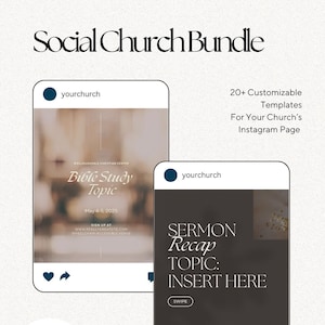 Church Marketing Canva Template Bundle |  Over 20 graphics for Your Church&#39;s Instagram and Social Media | Instant Download