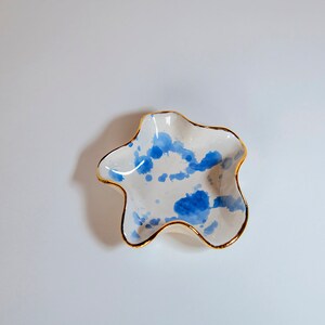 Blue and White Organic Wave Ring Dish