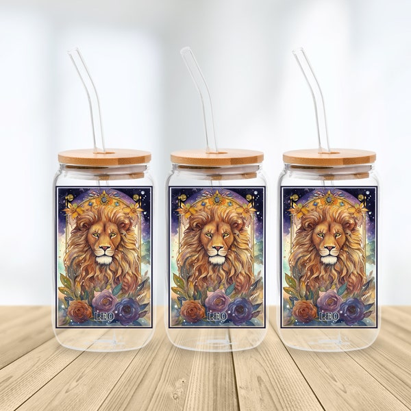 Zodiac Sign Ice Coffee Glass, Leo Zodiac Sign, Birthday Gift For Her, Gift for Teen, Astrology Gift Cup, Gift for Friend, Nutritional Facts