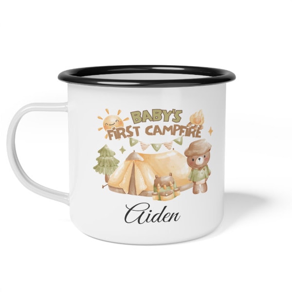 Personalized Gift for young child, Baby's First Campfire Camping Enamel Mug, Personalized gift, Custom enamel mug, Baby Shower gift, Kid cup