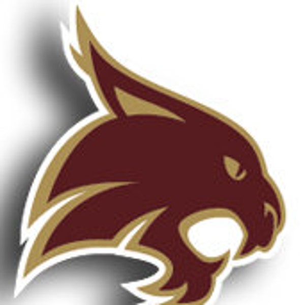 Texas State Bobcats Logo Sticker /  Vinyl Decal / 10 Sizes!! Free Shipping!