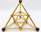 Tetrahedron Sacred Geometry Sculpture | Crystal Point Decor | Solar Plexus Fire Element Gift