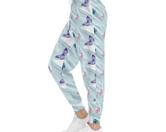 Jogging de sport pastel imprimé papillons | Motif papillon bleu rose