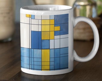 Original Art Coffee Mug, Modern Art Mug, Art Gift, Artist Mug, Art Lovers Gift, Modern Art, Mondrian Mug, Coffee Mug - 11oz