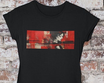 Abstract Art Shirt | Women&#39;s Short Sleeve Semi-fitted T-shirt | Original Modern Painting Tee