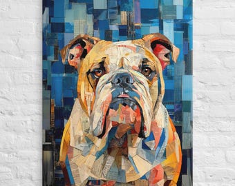 English Bulldog Wall Art | Colorful Canvas Print | Bulldog Modern Art Print