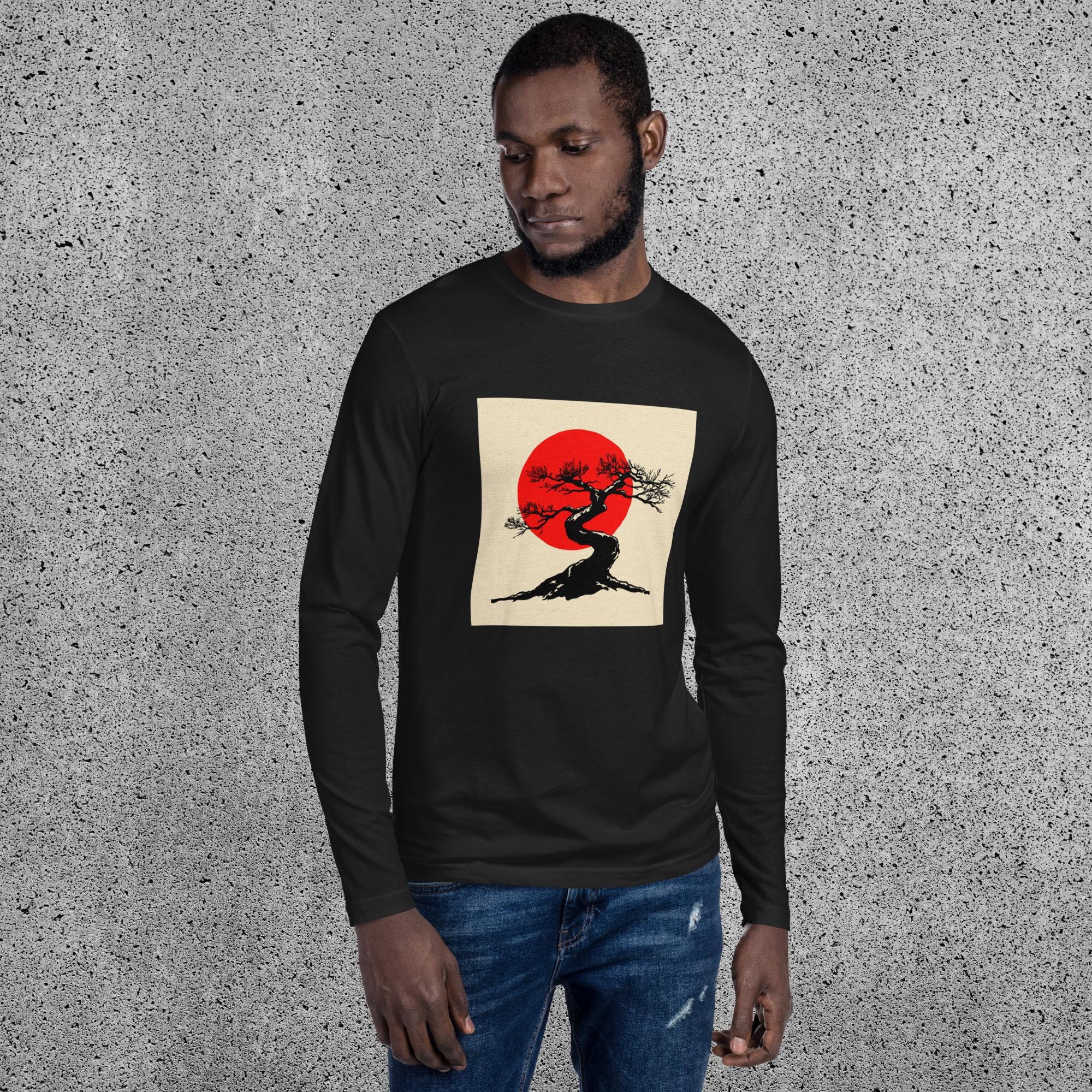 Red Sun Bonsai T-shirt | Long Sleeve Tee | Abstract Art Shirt | Modern Minimalist Graphic T-shirt