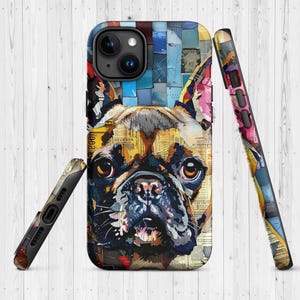Colorful Collage French Bulldog Tough Case for iPhone | Frenchie iPhone Case | Modern Abstract Phone Cases