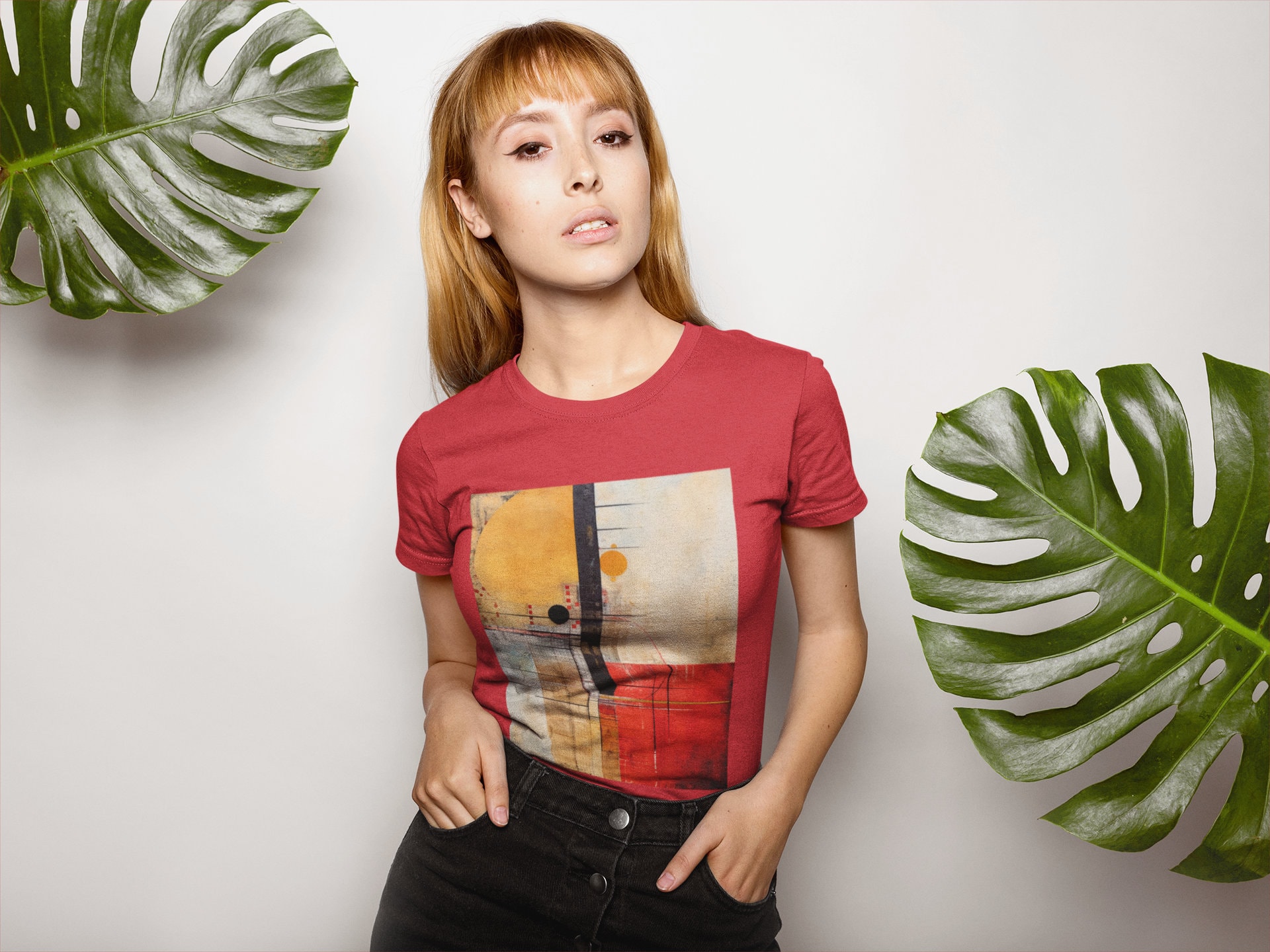 Women White & Black Abstract Art Shirt With Lounge Pants