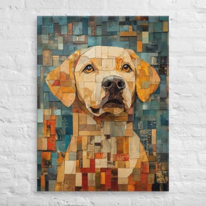 Yellow Lab Collage Canvas Print | Labrador Retriever Modern Art | Abstract Art Print