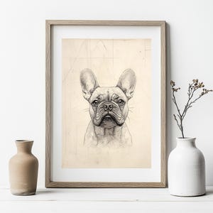 Französische Bulldogge Kunstdruck | Hund Wand Dekor | Französische Bulldogge Illustration | Hund schwarze Zeichnung Druck