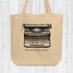 Schreibmaschine Tragetasche | Doppelseitiger Druck | Bio-Baumwolle Tote