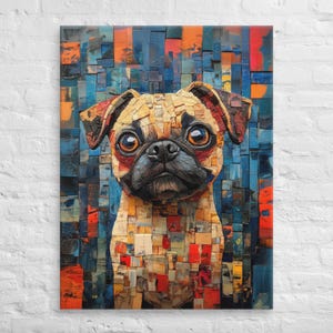 Pug Collage Canvas Print | Pug Dog Modern Art | Pug Abstract Art Print