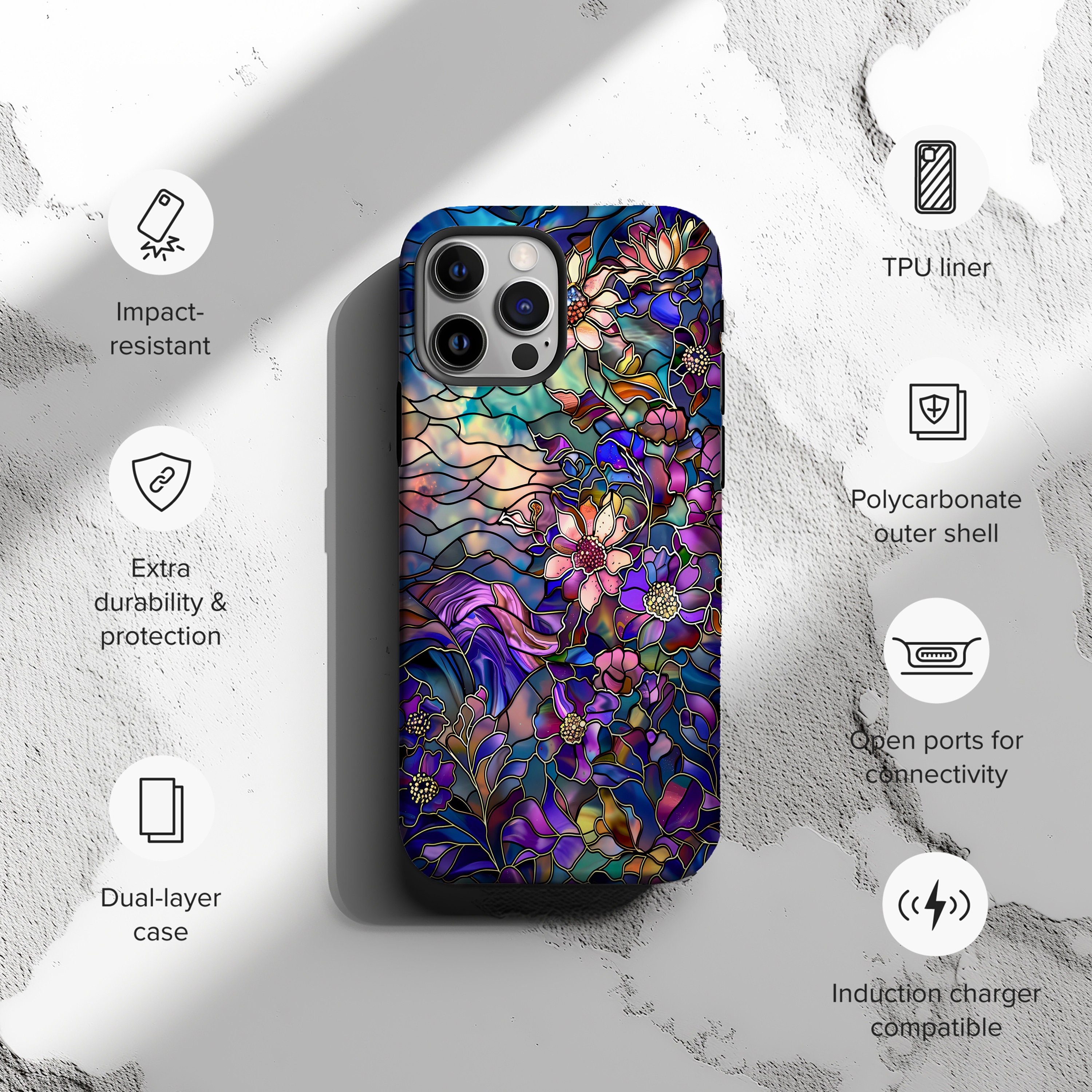 Enchanted Garden Stained Glass Phone Case | iPhone 16 15 14
