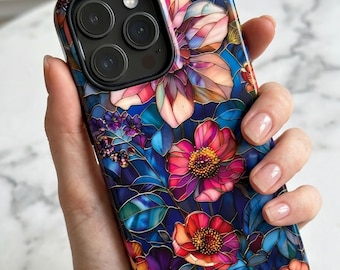 Mobilskal med konstgjord blomma i glas: iPhone, Galaxy, Pixel