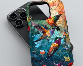 鮮やかな鳥類モザイク スマホケース | iPhone 16 15 14 13 12 11 pro max | Samsung Galaxy S24 S23 S22 Ultra | Google Pixel 9 8 7 6 pro ケース