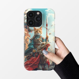 Handcrafted Warrior Cat Phone Case | Epic Feline Samurai Design | Durable Protective Case | Unique Gift for Cat Lovers | iPhone Galaxy Pixel