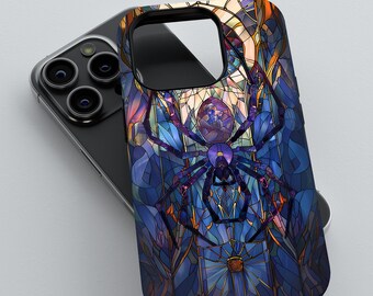 Spider Phone Case, Stained Glass Gothic Tough Case | iPhone 18 17 16 15 Pro Max |  Galaxy S26 S25 S24 | Pixel 9 8 Pro