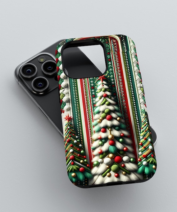 Festive Christmas Tree Knit Phone Case | iPhone 15 14 13 12 11 pro max | Galaxy S22 S23 S24 Ultra | Google Pixel 6 7 8 pro