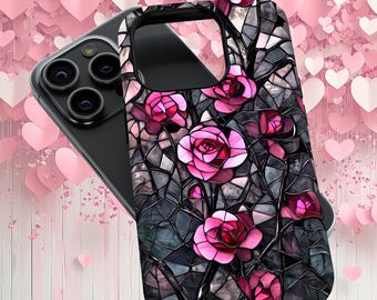 Stained Glass Rose Phone Case: Elegant Floral Design
