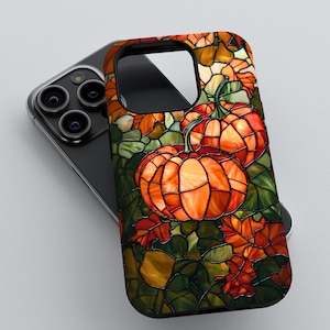 Stained Glass Pumpkin Phone Case: Autumn Harvest Design