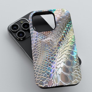 Coque pour portable peau de serpent irisée | iPhone 16 15 14 13 12 11 Pro Max | Samsung Galaxy S22 S23 S24 Ultra | Étui pour Google Pixel 6 7 8 Pro