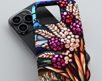 Gemstone Floral Stained Glass Style Phone Case