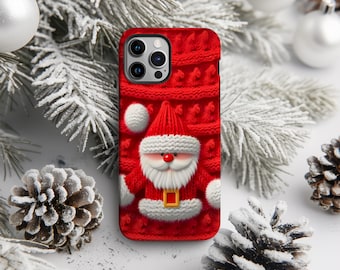 Mysigt stickat julskal för jultomten | Festligt skal i tröjstil | Säsongsdesign | Finns för iPhone, Pixel, Samsung