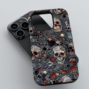Gothic Skull Mosaic Phone Case | iPhone 16 15 14 13 12 11 pro max | Samsung Galaxy S22 S23 S24 Ultra | Google Pixel 6 7 8 pro