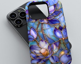 Stained Glass Lotus Flower Phone Case: Elegant Floral Art