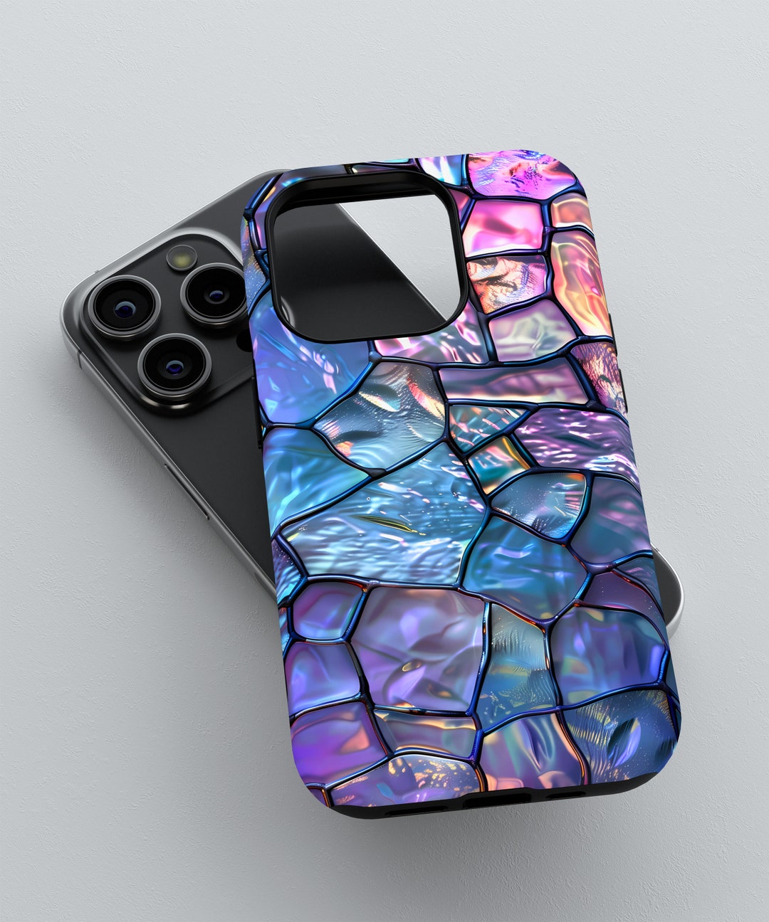 Iridescent Crystal Mosaic Phone Case iPhone 16 15 14 13 12 11 Pro Max