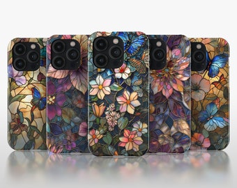 Funda personalizada para teléfono con vidrieras de tranquilidad floreciente / Cubierta de mosaico floral / Regalo floral / iPhone, Pixel, Galaxia