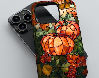 Stained Glass Pumpkin Phone Case: Autumn Harvest Design