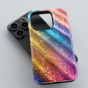 Telefoonhoesje met regenboogglitter | iPhone 15 14 13 12 11 pro max | Samsung Galaxy S22 S23 S24 Ultra | Google Pixel 6 7 8 pro-hoesje